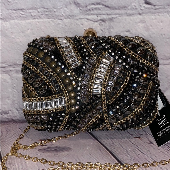 INC International Concepts Handbags - Gorgeous beaded clutch with chain strap NWT